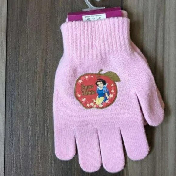 NWT Disney Princess SNOW WHITE Girls Knit Gloves Pink 1 Size Youth - Picture 2 of 5